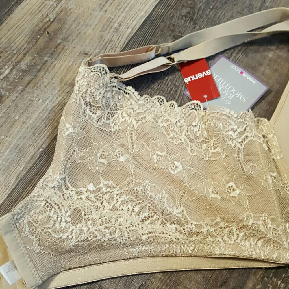 Avenue Body Cream Brown Lace Bra Size 48DDD New